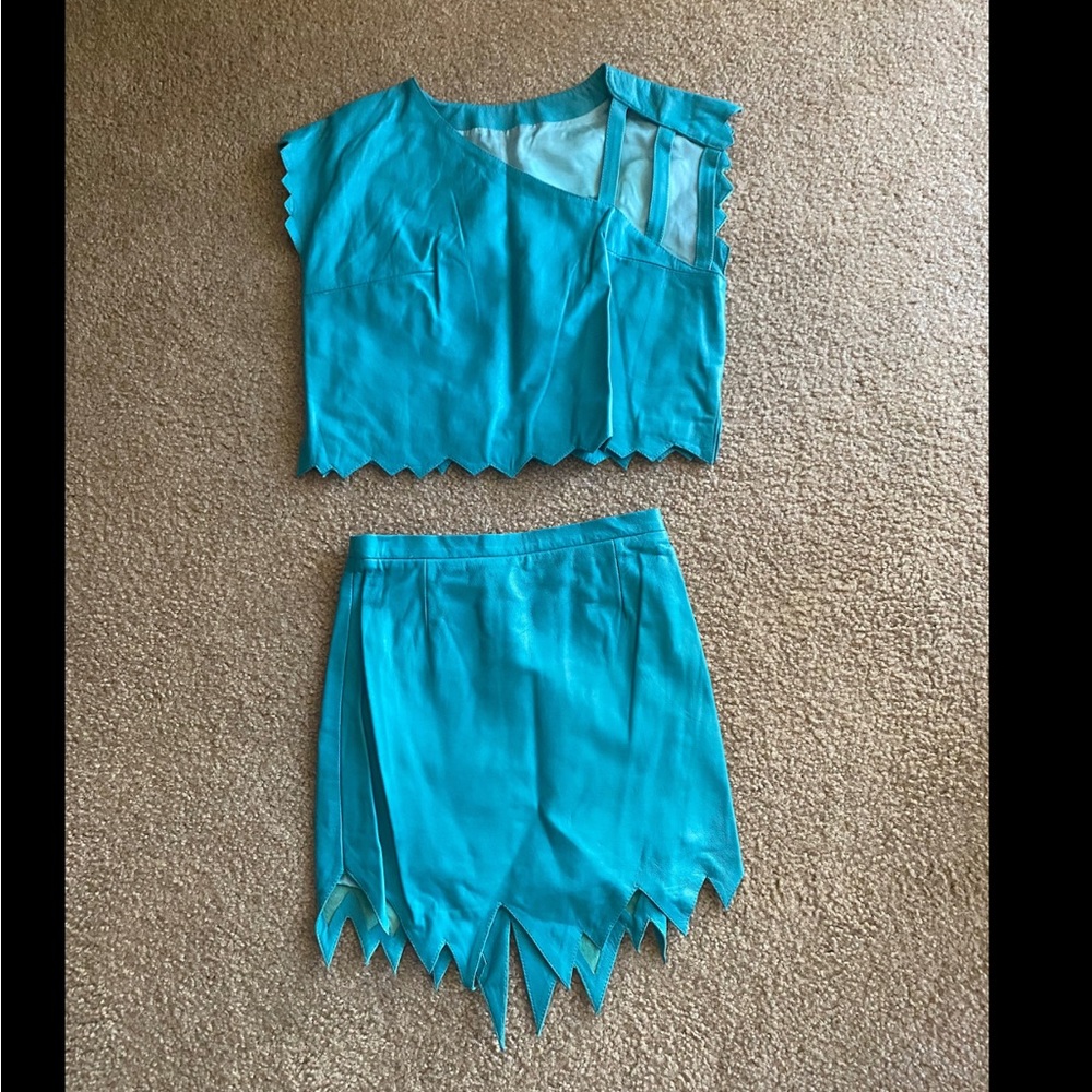 80s style custom two piece leather outfit